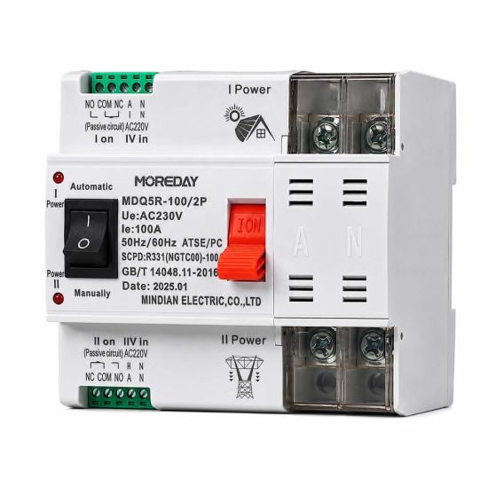 220V Dual Power Automatic Transfer Switch Carisol-MDQ5R-100 2P 100A AC220V 220V Dual Power Automatic Transfer Switch Carisol-MDQ5R-100 2P 100A AC220V