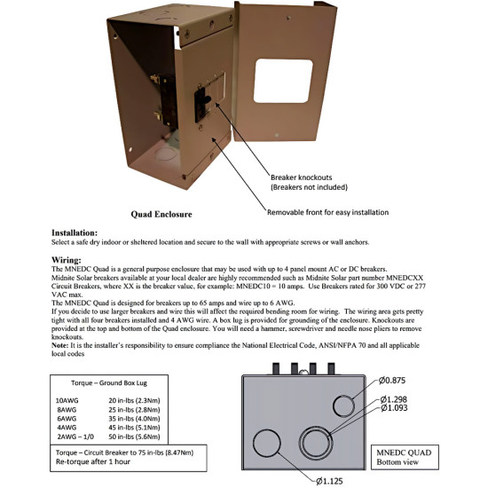 4 Slots Combiner Box Midnite Solar-AC - DC - MNE-DC-QUAD 4 Slots Combiner Box Midnite Solar-AC - DC - MNE-DC-QUAD