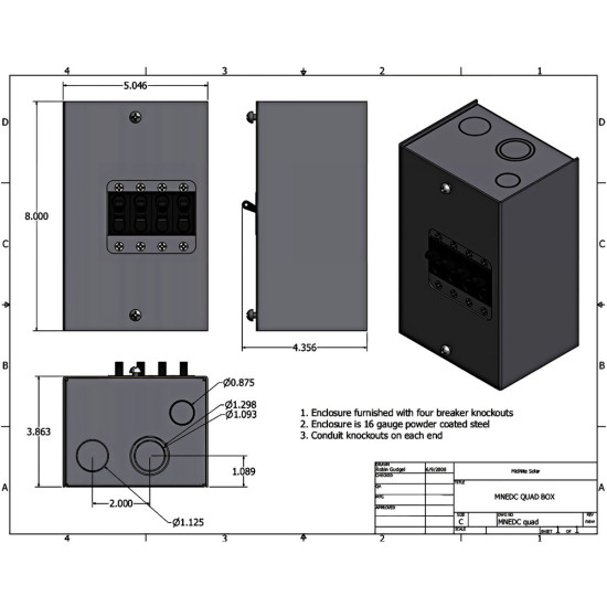 4 Slots Combiner Box Midnite Solar-AC - DC - MNE-DC-QUAD 4 Slots Combiner Box Midnite Solar-AC - DC - MNE-DC-QUAD