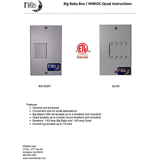 4 Slots Combiner Box Midnite Solar-AC - DC - MNE-DC-QUAD 4 Slots Combiner Box Midnite Solar-AC - DC - MNE-DC-QUAD