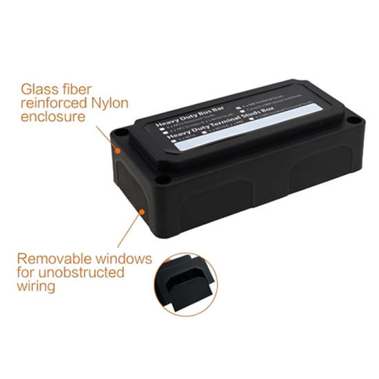 300A Battery Bus Bar Black with Housing Carisol-Negative BB 300A Battery Bus Bar Black with Housing Carisol-Negative BB