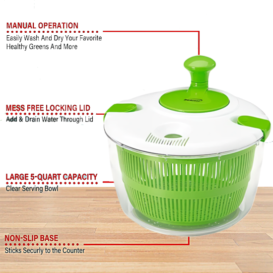 5 quarts Manual Salad Spinner Brentwood-KA5030