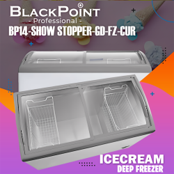 14 Cu. Ft Curved Glass Ice Cream Freezer BlackPoint-BP14-SHOW-STOPPER-GD-FZ-CUR