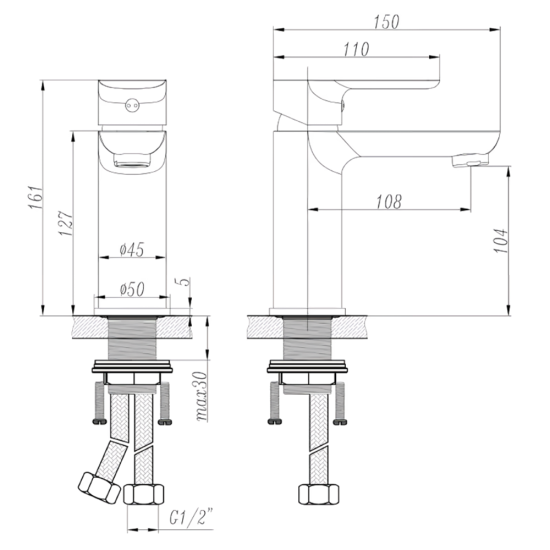 5.0 in. Single Lever Basin Mixer w-o pop-up Bisman-BMLF004CP 5.0 in. Single Lever Basin Mixer w-o pop-up Bisman-BMLF004CP