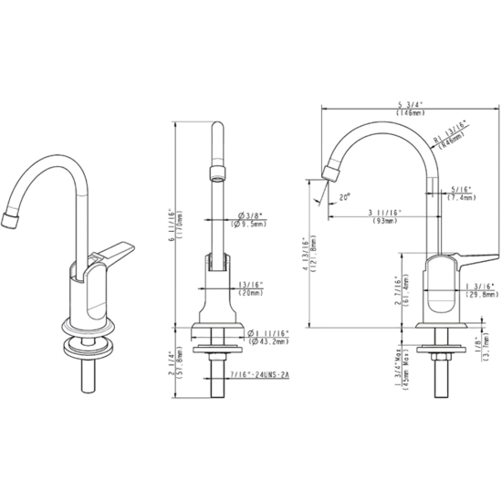 8.5 in Basic and Brass Series Glass Filter Mixer  Ez-Flo-10896LF