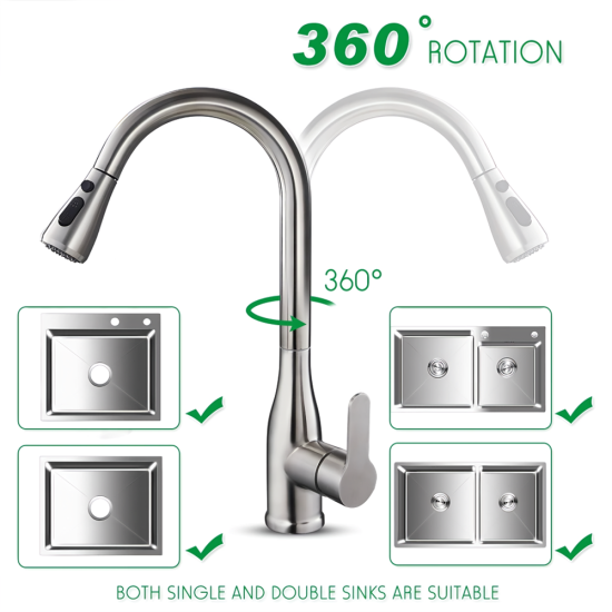 11.0 in Kitchen Mixer with Pull Out Spray Bisman-BMKF004 SS 11.0 in Kitchen Mixer with Pull Out Spray Bisman-BMKF004 SS