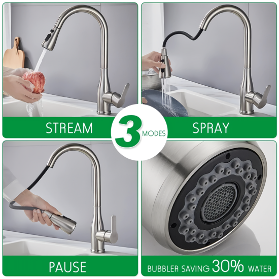 11.0 in Kitchen Mixer with Pull Out Spray Bisman-BMKF004 SS 11.0 in Kitchen Mixer with Pull Out Spray Bisman-BMKF004 SS