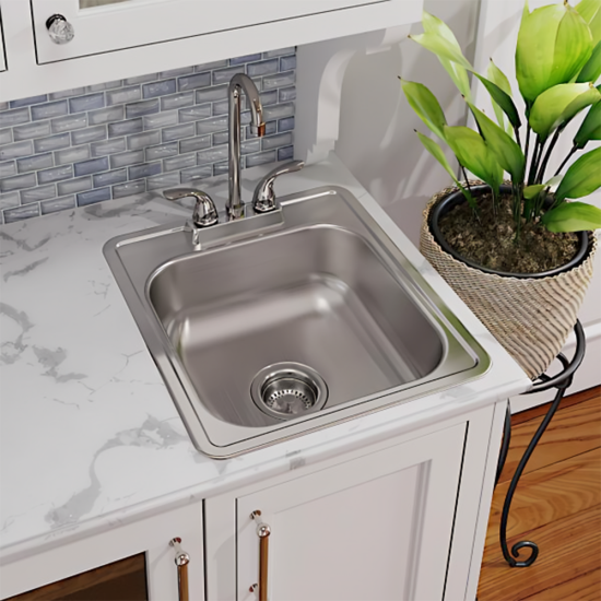 6 X 17 X 21 in. Single Bowl Stainless Steel Drop-In Kitchen Sink Browns-BM25226 6 X 17 X 21 in. Single Bowl Stainless Steel Drop-In Kitchen Sink Browns-BM25226