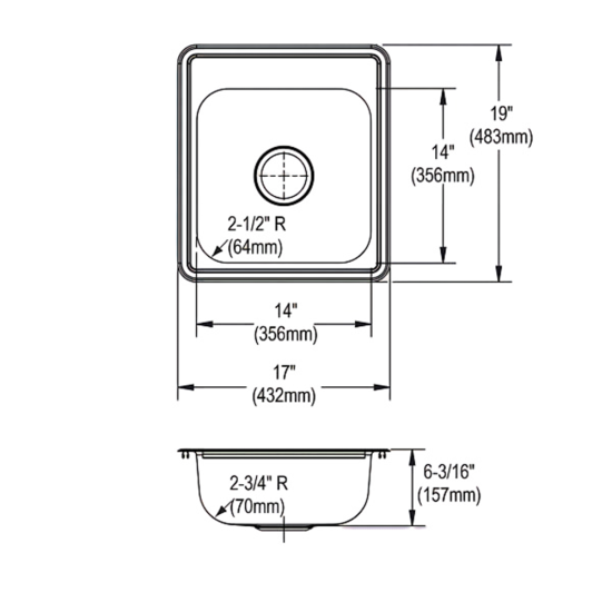 6 X 17 X 21 in. Single Bowl Stainless Steel Drop-In Kitchen Sink Browns-BM25226 6 X 17 X 21 in. Single Bowl Stainless Steel Drop-In Kitchen Sink Browns-BM25226