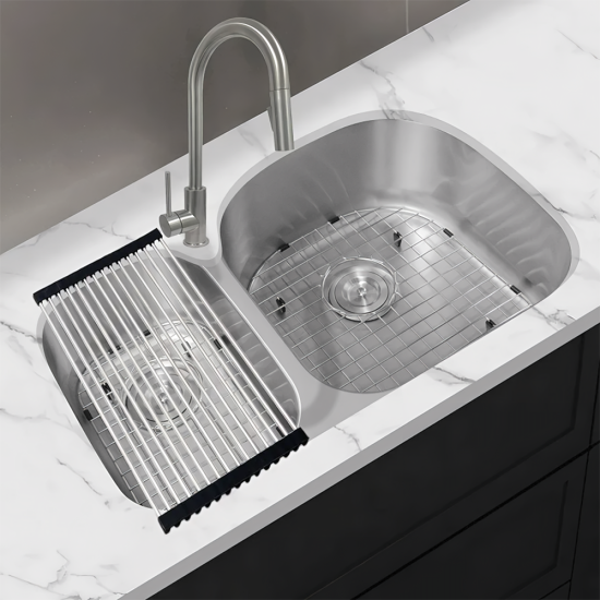 7 X 20.5 X 31.5 in. Double Bowl Stainless Steel Undermount Kitchen Sink Browns-BRU0907R