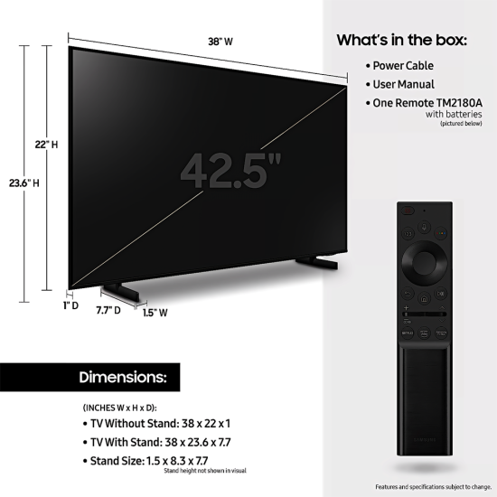43 in. Smart TV Samsung-UN43AU8000