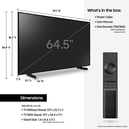 65 in. UHD Smart Television Samsung-UN65AU8000