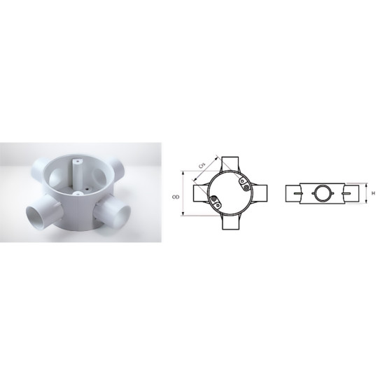 20 mm Intersection Besa Box Carisol-Electrical 3/4 x 4 WAY INTER PVC BBox