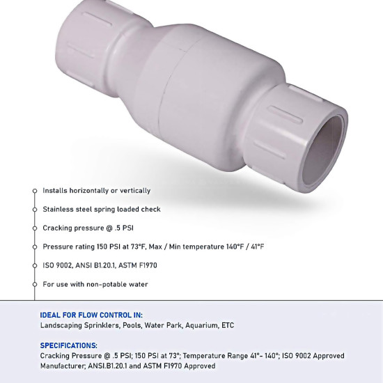 1/2 in. PVC Check Valve Carisol-Plumbing 1-2 in. PVC Check Valve